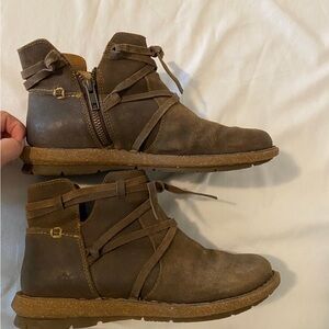 Born Brown Leather Ankle Booties